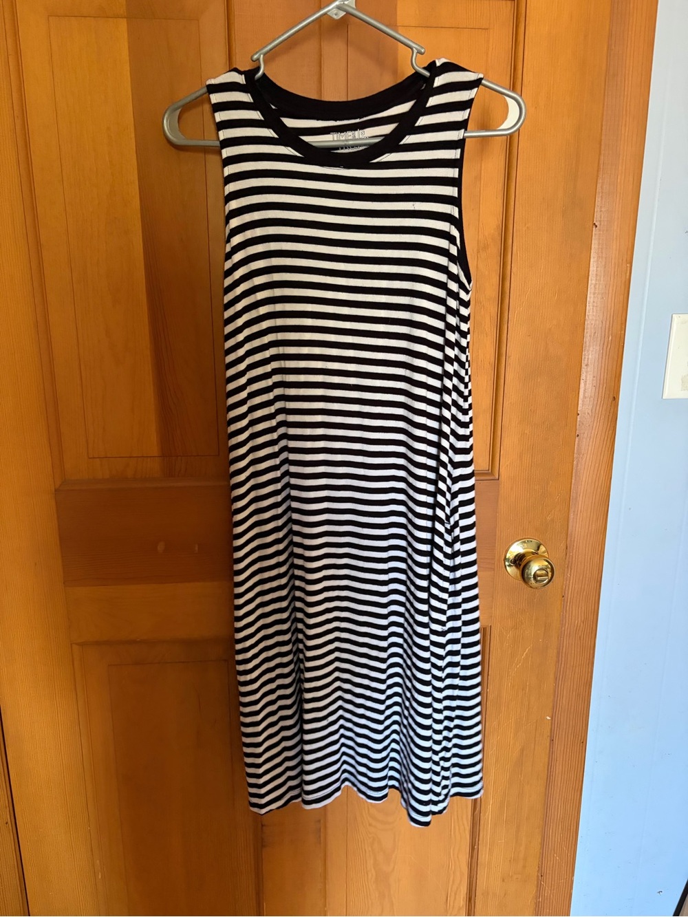 Time and Tru Black and White Striped Sleeveless Dress